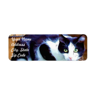 Black and White Cat Address Labels