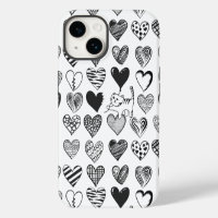 Black and White Cat and Heart Pattern