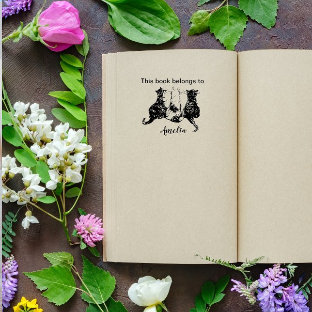 Black and white cat Bookplate Self-inking Stamp (Creator Uploaded)