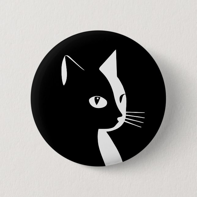 Black and white Cat Button (Front)