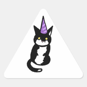 Black and White Cat Celebration Sticker