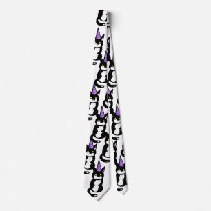 Black and White Cat Celebration Tie