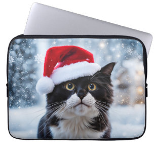 Black and white cat Christmas Laptop Sleeve