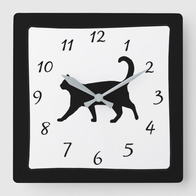 Black and White Cat Clock (Front)