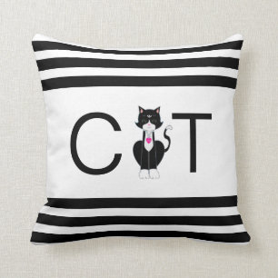 Black and White Cat Cushion