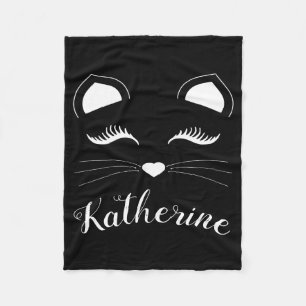 Black and White Cat Face Fleece Blanket