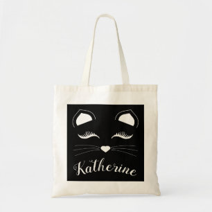 Black and White Cat Face Tote Bag