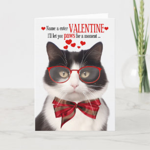 Black and White Cat Feline Humour Valentine's Day Holiday Card