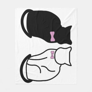 Black and White Cat  Fleece Blanket