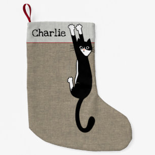 Black and White Cat   Funny Tuxedo Cat Holiday Small Christmas Stocking