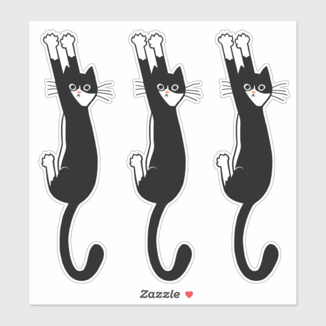Black and White Cat Hanging On | Funny Tuxedo Cat (Sheet)