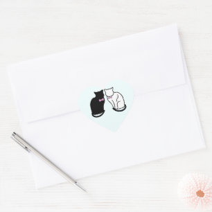 Black and White Cat Heart Sticker
