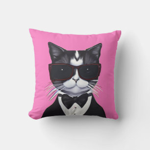 Black and White Cat in a Tuxedo and Bow Tie Kid's Cushion