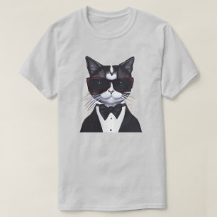 Black and White Cat in a Tuxedo and Bow Tie T-Shirt