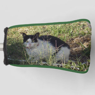 Black And White Cat In The Garden, Golf Head Cover