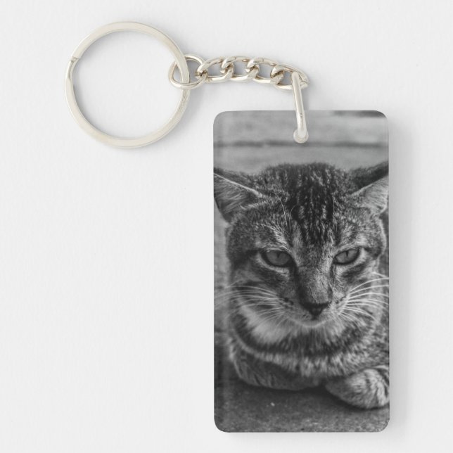 Black and White Cat Key Ring (Front)