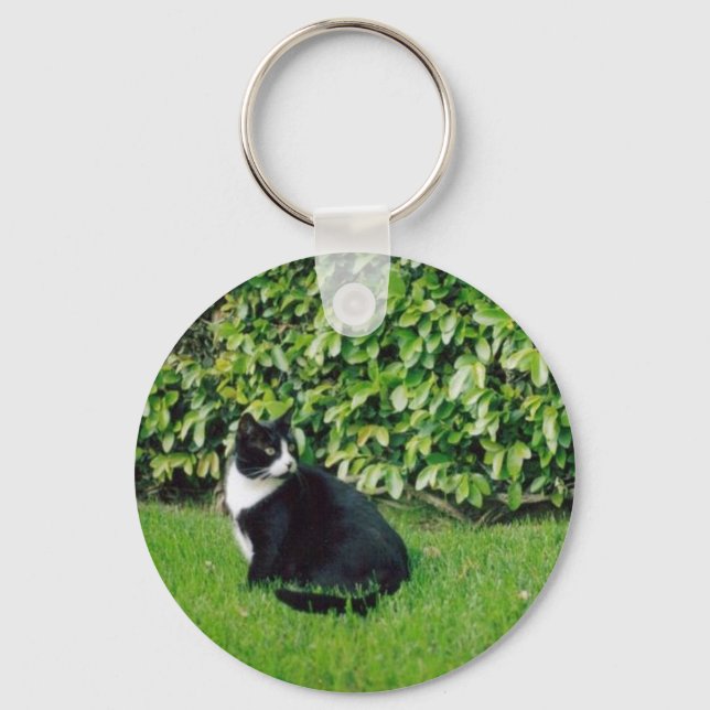 Black and White Cat Key Ring (Front)
