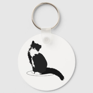 Black and white cat key ring