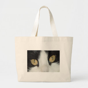 Black and White Cat Large Tote Bag