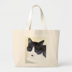 Black and White Cat Large Tote Bag