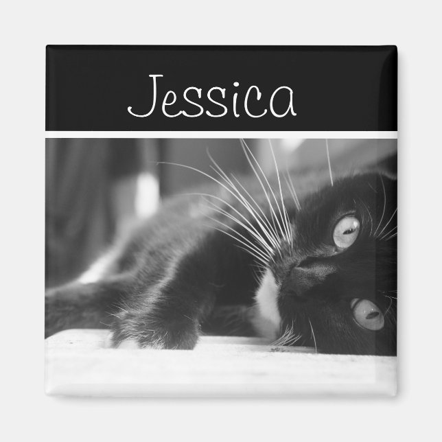 Black and White Cat Magnet (Front)