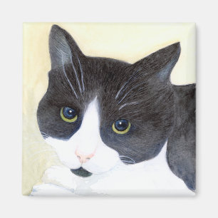 Black and White Cat Magnet