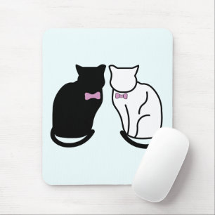 Black and White Cat Mouse Pad