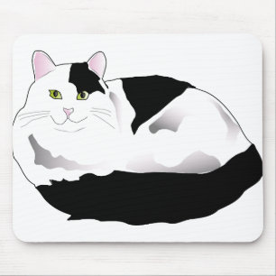 Black and White Cat Mouse Pad