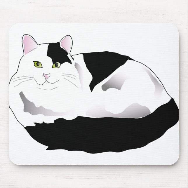 Black and White Cat Mouse Pad (Front)