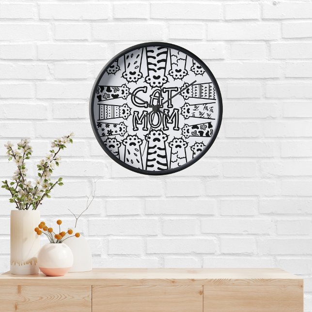 Black and White Cat Mum Clock (Creator Uploaded)