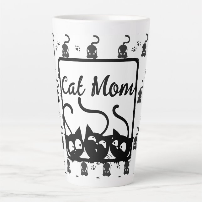 Black And White Cat Mum Latte Mug (Front)