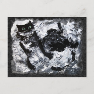 Black and White Cat Painting Postcard
