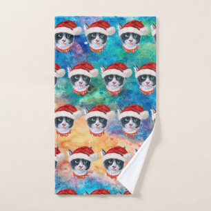 Black And White Cat Pattern Christmas Party Hand Towel