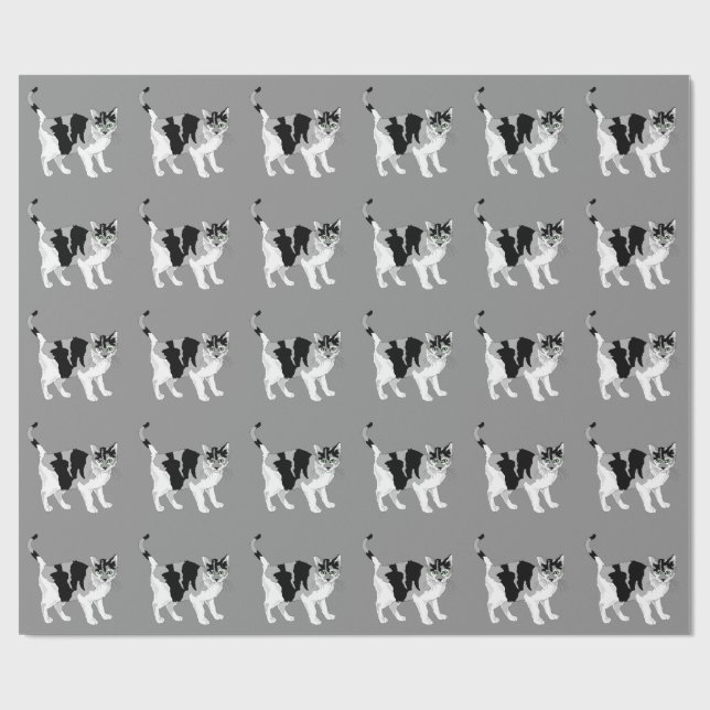 BLACK AND WHITE CAT PATTERN Wrapping Paper (Flat)