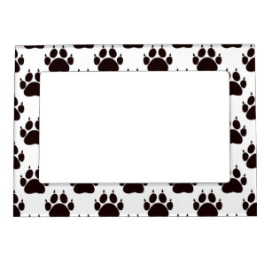 Black And White Cat Paw Prints Magnetic Frame
