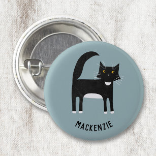 Black and White Cat Personalised 3 Cm Round Badge