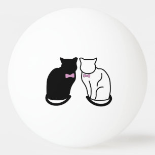 Black and White Cat Ping Pong Ball