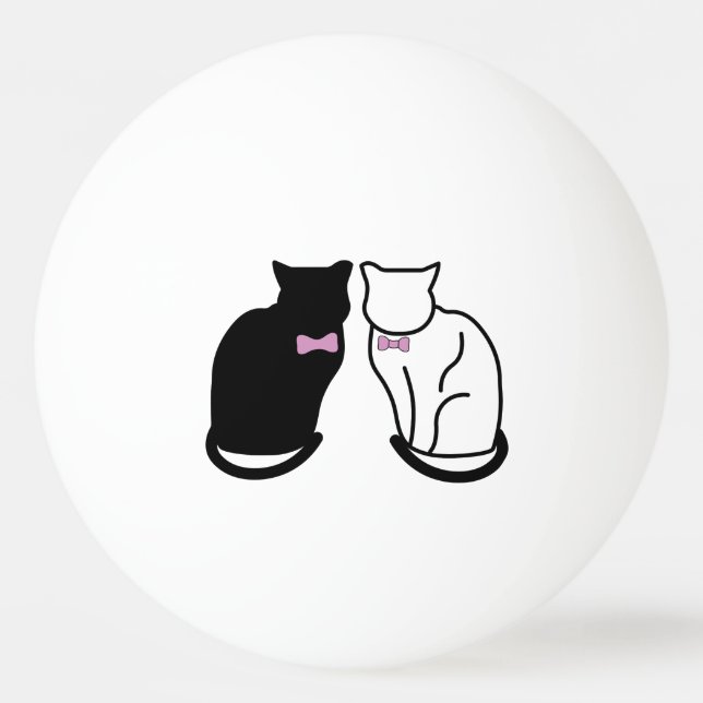 Black and White Cat Ping Pong Ball (Front)