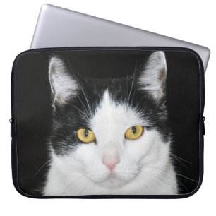 Black and White Cat Portrait Laptop Sleeve