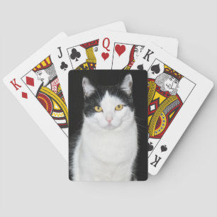 Black and White Cat Portrait Playing Cards