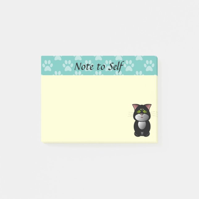 Black and White Cat Post-it Notes (Front)