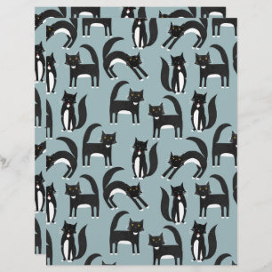 Black and White Cat Scrapbook Paper