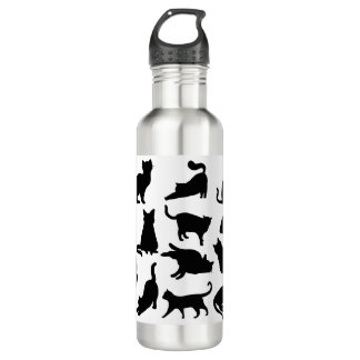 Black and White Cat Silhouettes 710 Ml Water Bottle