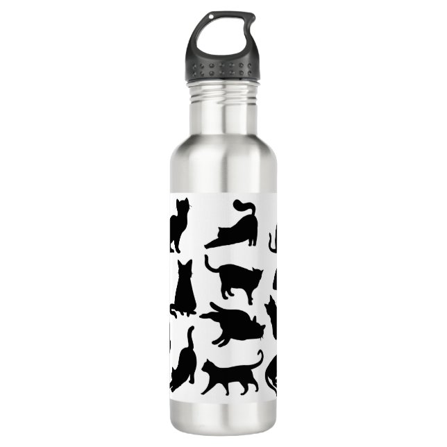 Black and White Cat Silhouettes 710 Ml Water Bottle (Front)