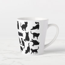 Black and White Cat Silhouettes Latte Mug