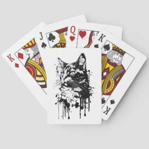 Black and White Cat Splash  Playing Cards