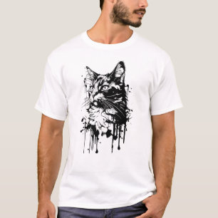 Black and White Cat Splash T-Shirt