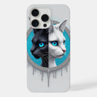 Black and White Cat Split Portrait With Blue Eyes