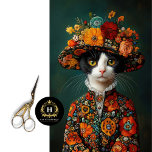 Black and White Cat Vintage Floral Decoupage  Tissue Paper<br><div class="desc">Add timeless charm to your projects with this Vintage Floral Black & White Cat Decoupage. Featuring a striking black and white cat surrounded by vintage floral patterns, this tissue paper is ideal for decoupage, scrapbooking, and elegant gift wrapping. Perfect for fans of antique decor and cat lovers alike, this design...</div>