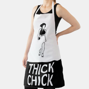 black and white Cat Walk Thick Chick Apron